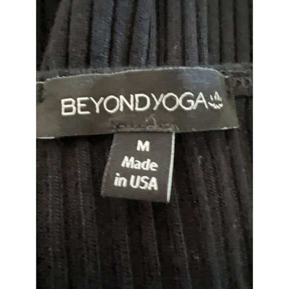 Beyond Yoga Black Ribbed Jetsetter Jumpsuit Sleeveless V-Neck Drawstring Waist - Picture 10 of 10